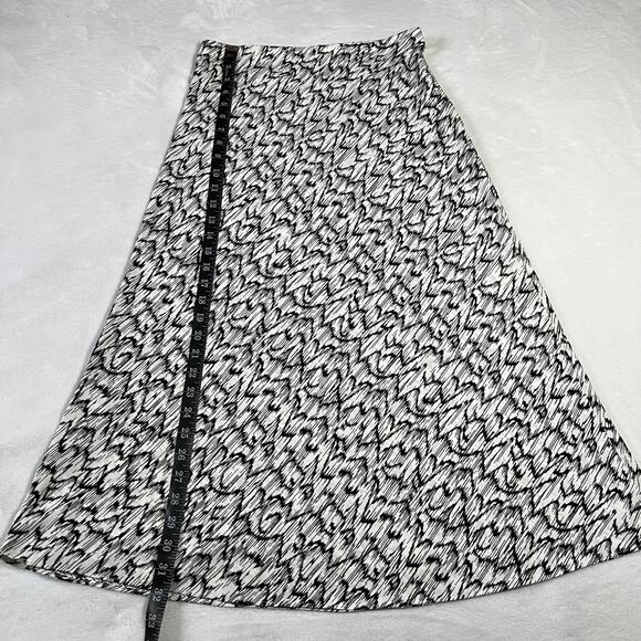 Halogen Bias Cut A-Line Midi Skirt Size Small Abstract Print Preppy Office Light - Picture 9 of 9
